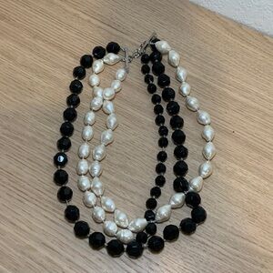 Elegant Black and White Beaded Necklace